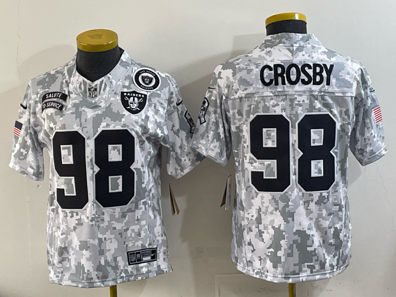 Women Oakland Raiders 98 Crosby Salute Service Nike 2025 Limited NFL Jersey 0012
